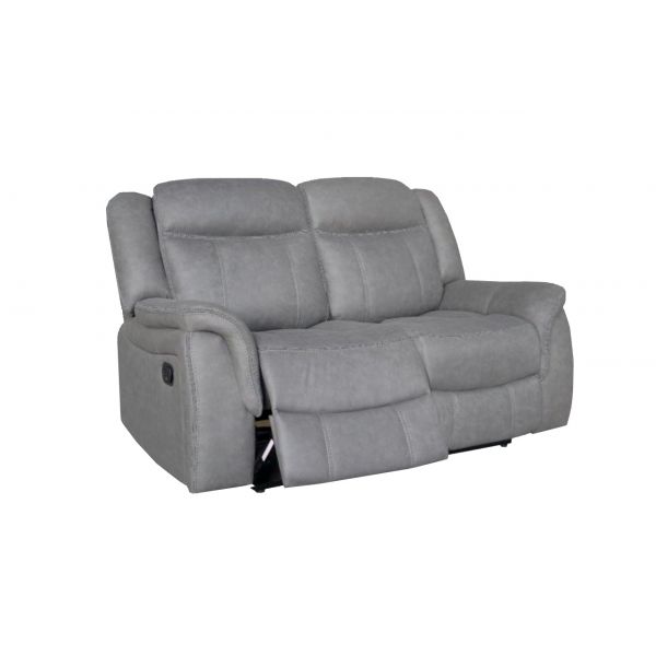 DOVER 2 Seater Manual Recliner in Grey Faux Suede