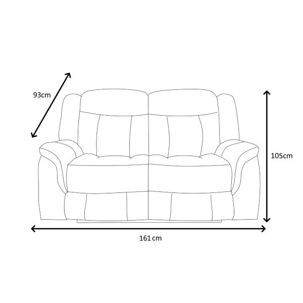 DOVER 2 Seater Manual Recliner in Grey Faux Suede