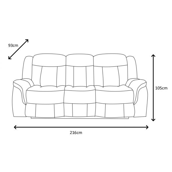 DOVER 3 Seater Manual Recliner in Grey Faux Suede