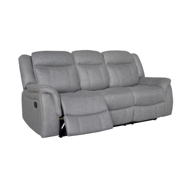 DOVER 3 Seater Manual Recliner in Grey Faux Suede